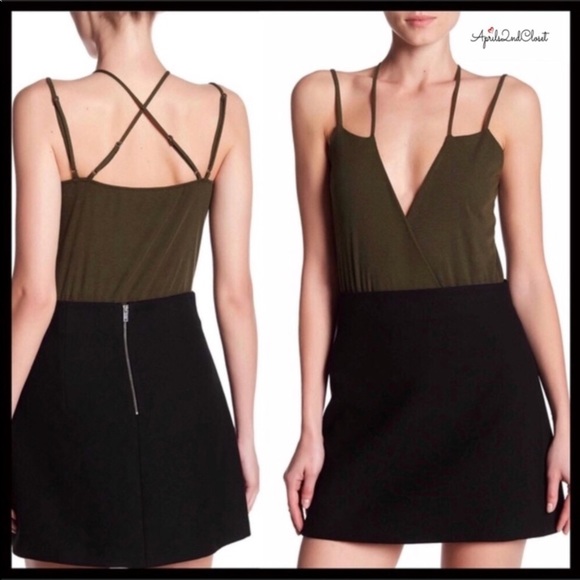 V-NECK BODYSUIT CRISSCROSS BACK TEE TOP A3C - Picture 8 of 8